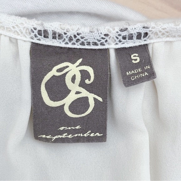 Anthropologie One September Pasto Swiss Dot Embroidered Beaded Cream Blouse, S - Picture 5 of 11